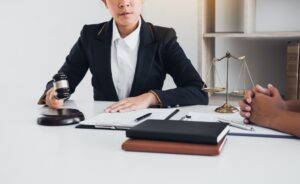A visual of a business contract, with a highlight on the concept of "good faith." A judge's gavel can subtly frame the image, showing the legal obligation and contract law themes.
