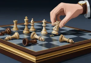 A hand strategically repositioning a chess piece on a board, representing a legal case on remand.